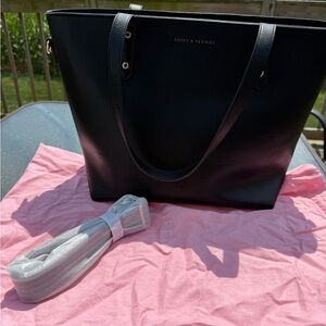 Poppy & Peonies Elegant Black Tote
